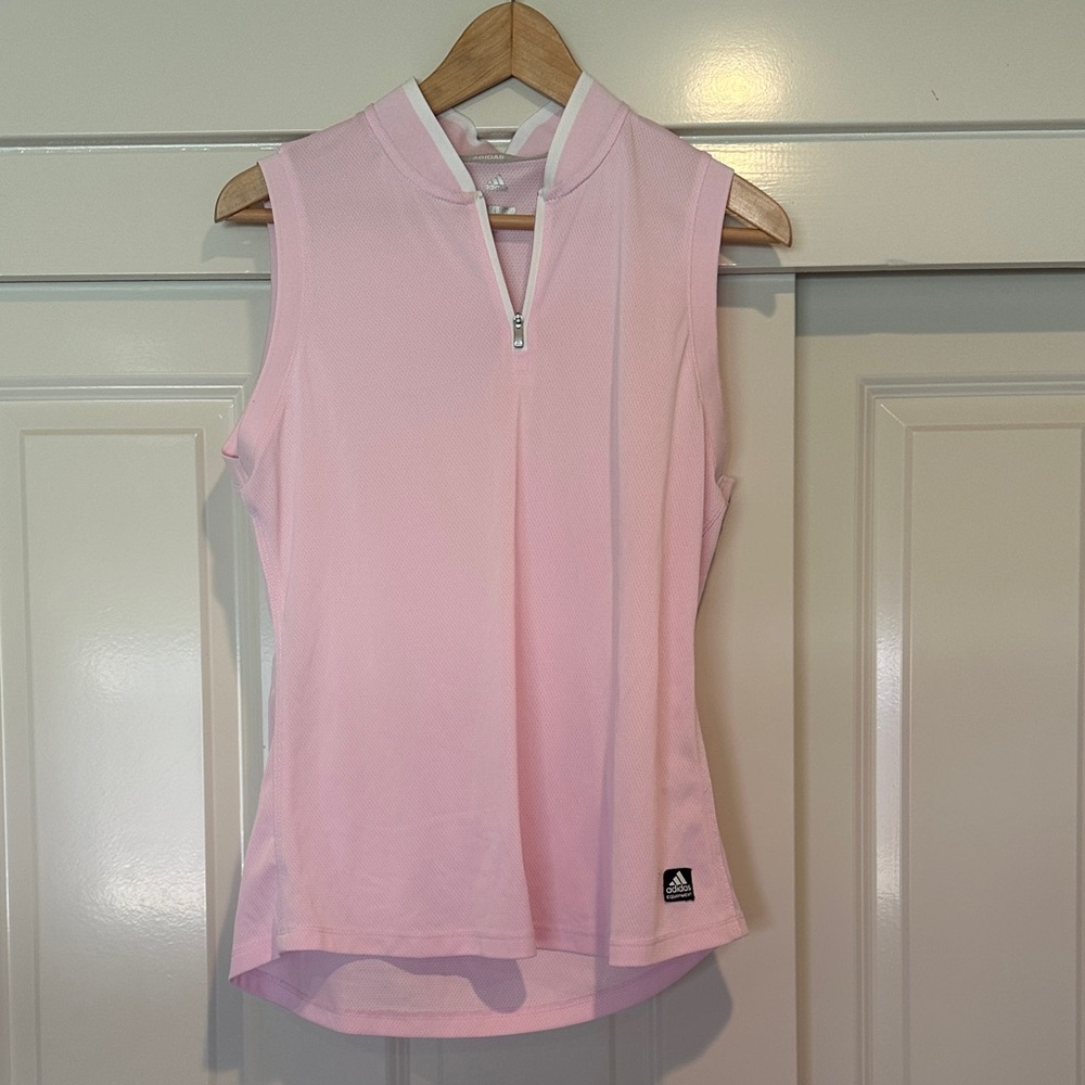 Adidas Women's Light Pink Zip Tank Top